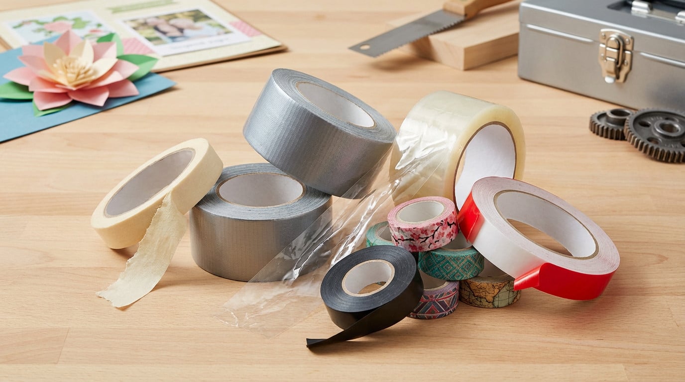 diverse adhesive tapes craft repair and industrial use