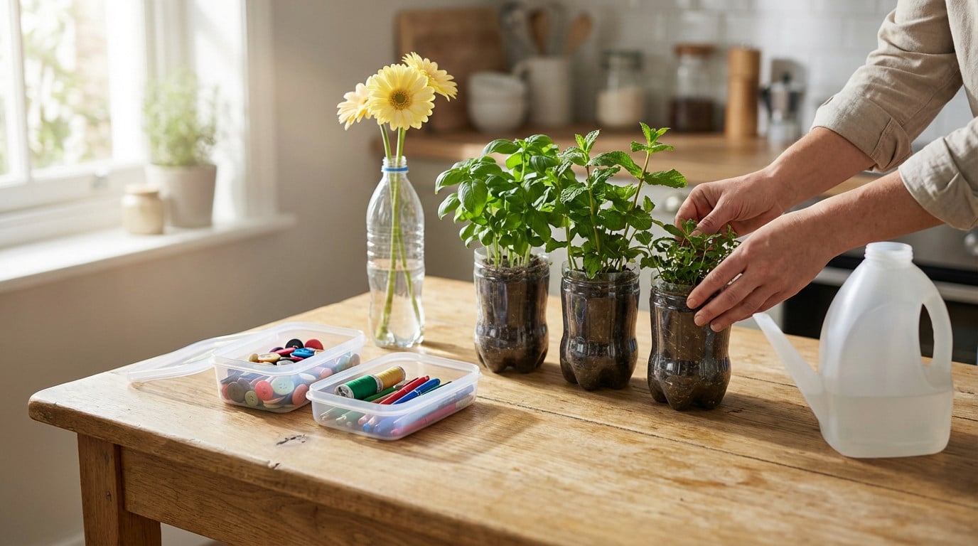 repurposed plastic diy planters organizers and decor