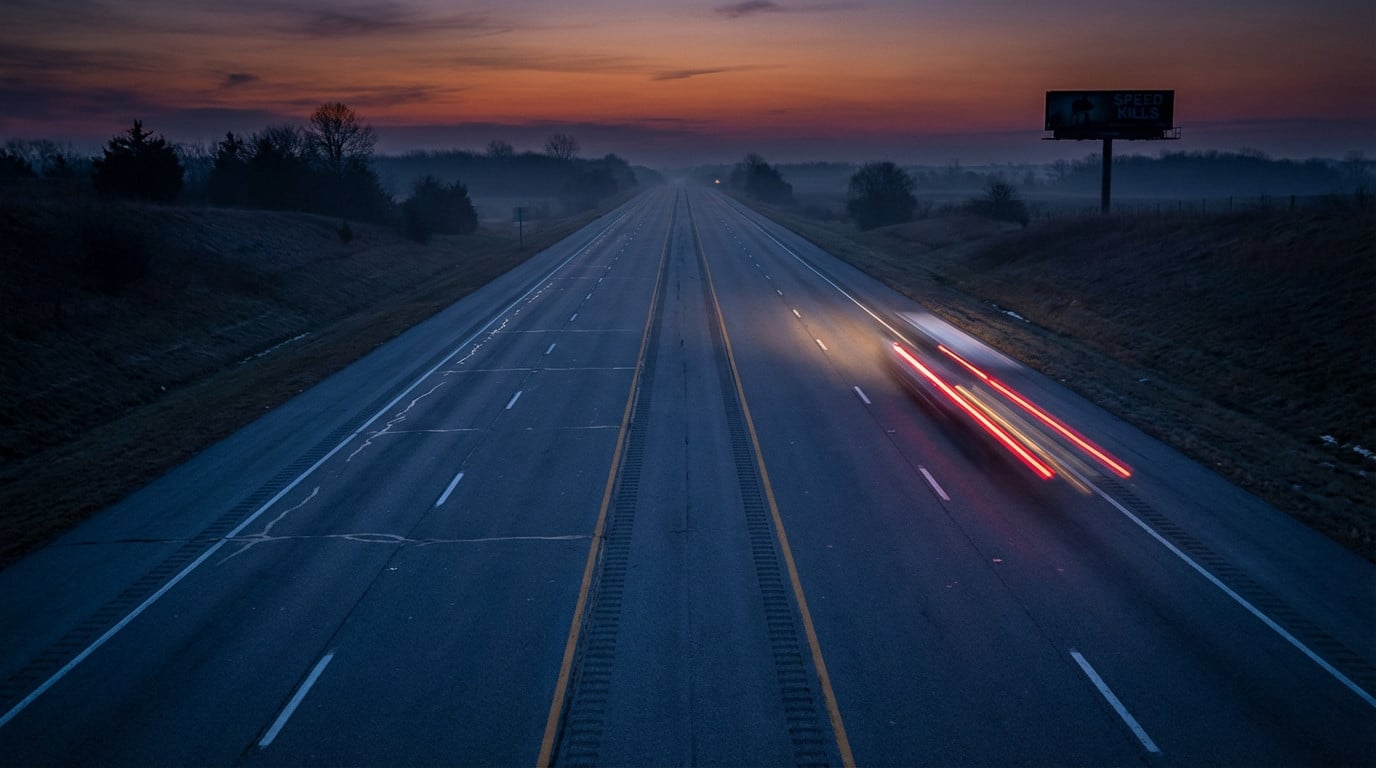 speed kills a highway at dusk