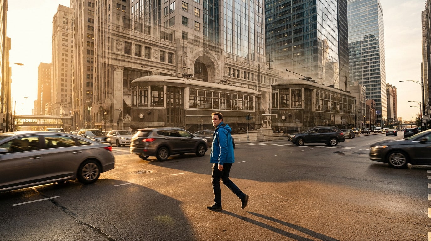 urban time warp pedestrians bold crossing