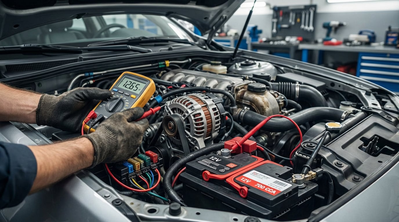 car battery diagnostic test in progress